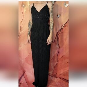 ALICE + OLIVIA NWT Elegant Black fully Beaded Sleeveless Jumpsuit